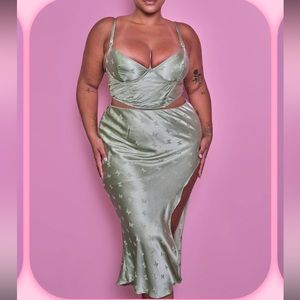 voight by valentina Ella Bustier + Skirt Set in Sage